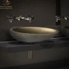 MaestroBath 16" Vetro Cigno Max Vessel ADA Oval Bathroom Sink, Bronze, Resin and Glass, Matt Bronze, VET-CIM-BRZ