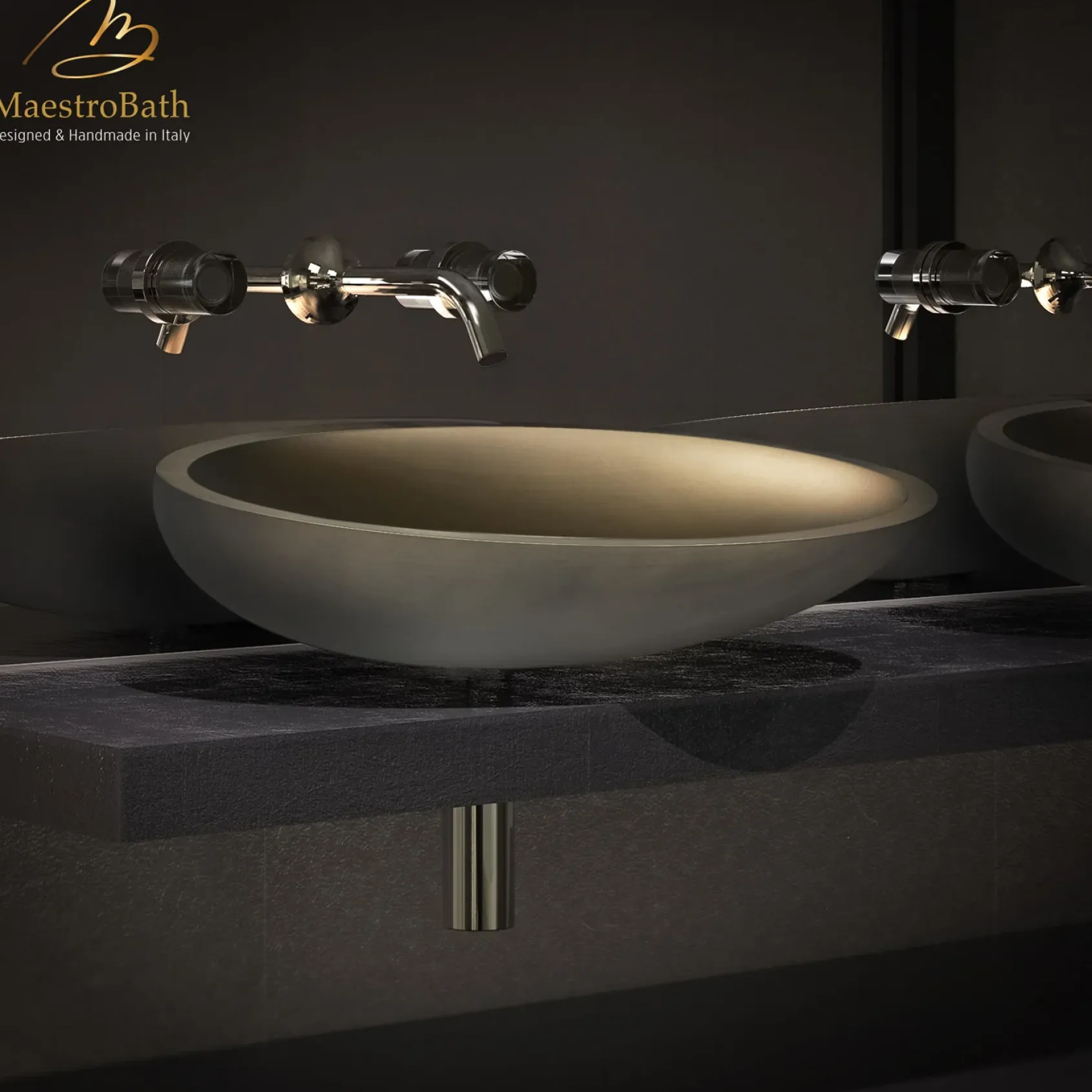 MaestroBath 16" Vetro Cigno Max Vessel ADA Oval Bathroom Sink, Bronze, Resin and Glass, Matt Bronze, VET-CIM-BRZ