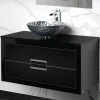 MaestroBath Dante 40" Modern Bathroom Vanity, Black and Silver, Wall-mounted, Glass Top: Flat, Wood, VANK-DNT-BS10