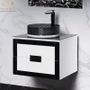 MaestroBath Petalo Luxury Bathroom Vanity, Black and White, 24, Wood, VAN-PTL24-BLW