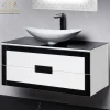 MaestroBath Petalo Luxury Bathroom Vanity, Black and White, 40, Wood, VAN-PTL40-BLW