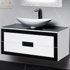 MaestroBath Petalo Luxury Bathroom Vanity, Black and White, 40, Wood, VAN-PTL40-BLW