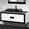 MaestroBath Petalo Luxury Bathroom Vanity, Black and White, 48", Wood, VAN-PTL48-BLW