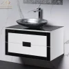 MaestroBath Petalo Luxury Bathroom Vanity, Black and White, 32, Wood, VAN-PTL32-BLW