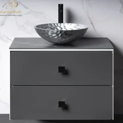 MaestroBath Serenita Modern Bathroom Vanity, White and Silver, 32", Wood, VAN-SRN32-WHS