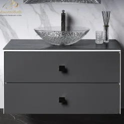 MaestroBath Serenita Modern Bathroom Vanity, White and Silver, 40", Wood, VAN-SRN40-WHS