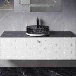 MaestroBath Sogno Modern Bathroom Vanity, White, 48", Wood, VAN-SGN48-WHT