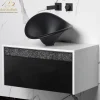MaestroBath Splendore Modern Single Bathroom Vanity 32", Durable Wood and Murano Crystals, White and Black, VAN-SPL32-WHB