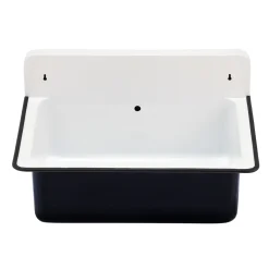 Nantucket Sinks Anchor 19.5" x 14" Irregular Wallmount Iron Bathroom Sink with Accessories, Black/White, NS-ACBS20OF-BLKW