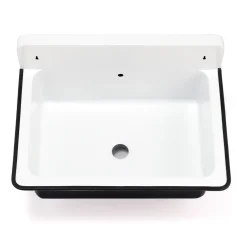 Nantucket Sinks Anchor 19.5" x 14" Irregular Wallmount Iron Bathroom Sink with Accessories, Black/White, NS-ACBS20OF-BLKW