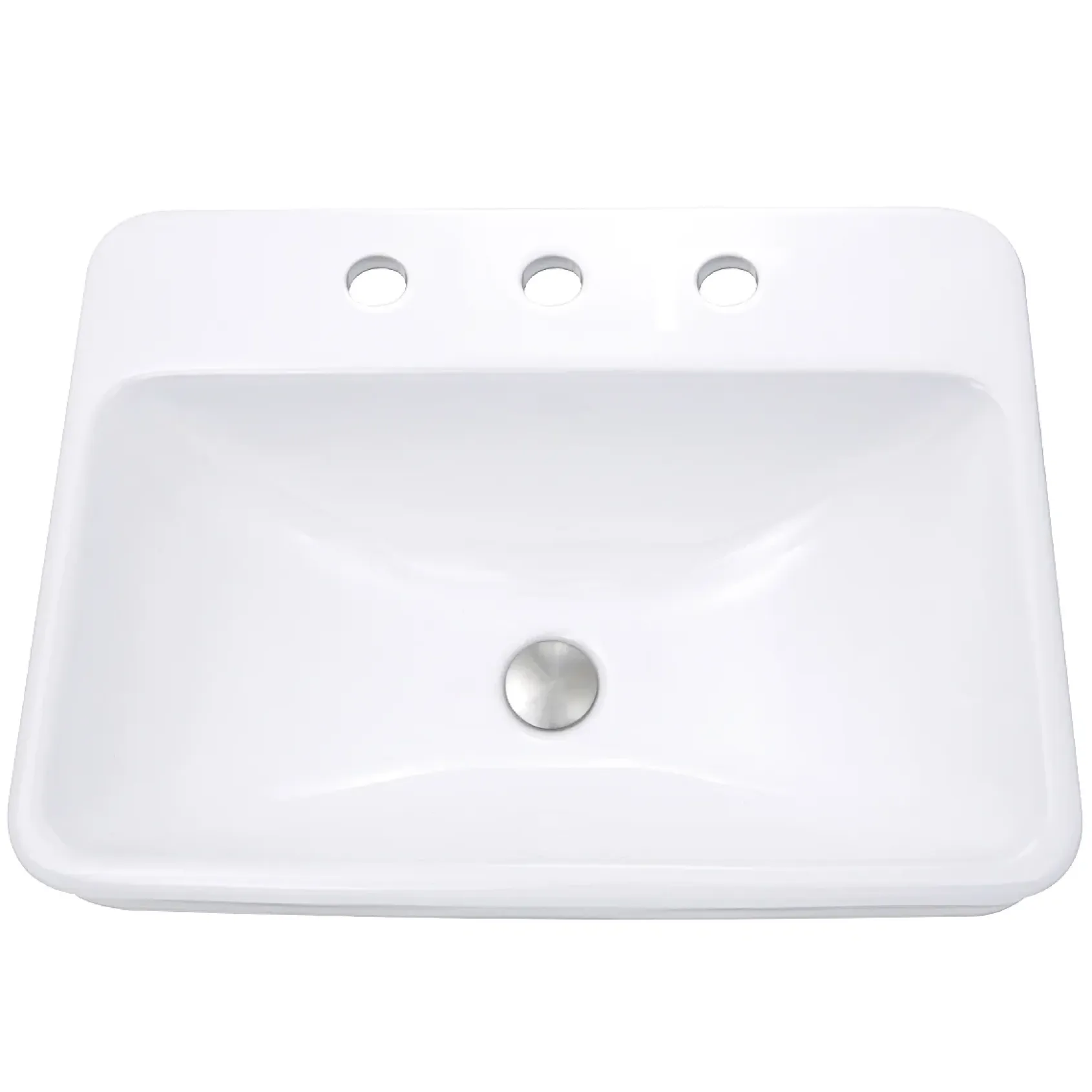 Nantucket Sinks Brant Point 23" Ceramic Bathroom Sink, White, DI-2317-R8