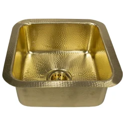 Nantucket Sinks Brightwork 17" Square Brass Bar/Prep Sink with Accessories, SQRB-7MF