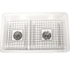 Nantucket Sinks Cape 31" Dual Mount Fireclay Kitchen Sink with Accessories, 60/40 Double Bowl, White, Wellfleet-31OSW