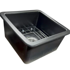 Nantucket Sinks Cape 18" Dual Mount Fireclay Kitchen Sink with Accessories, Matte Black, Wellfleet-1818MB