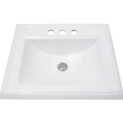 Nantucket Sinks Great Point 23" x 18.25" x 8.75" Rectangular Drop In/Topmount Ceramic - Vitreous China Bathroom Sink, White, DI-2418-R4