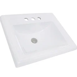 Nantucket Sinks Great Point 23" x 18.25" x 8.75" Rectangular Drop In/Topmount Ceramic - Vitreous China Bathroom Sink, White, DI-2418-R4