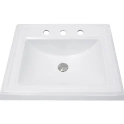 Nantucket Sinks Great Point 23" Ceramic Bathroom Sink, White, DI-2418-R8