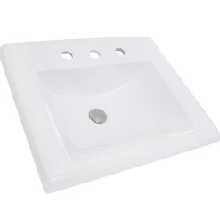 Nantucket Sinks Great Point 23" Ceramic Bathroom Sink, White, DI-2418-R8