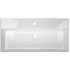Nantucket Sinks Newport 36" x 18" Rectangle Wallmount Fireclay Bathroom Sink with Accessories, White, NS-NPCS36W