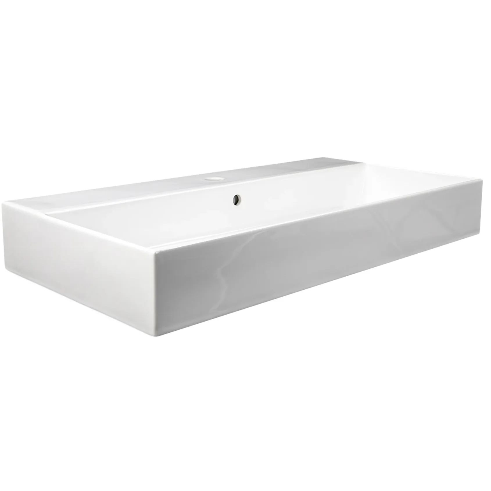 Nantucket Sinks Newport 36" x 18" Rectangle Wallmount Fireclay Bathroom Sink with Accessories, White, NS-NPCS36W