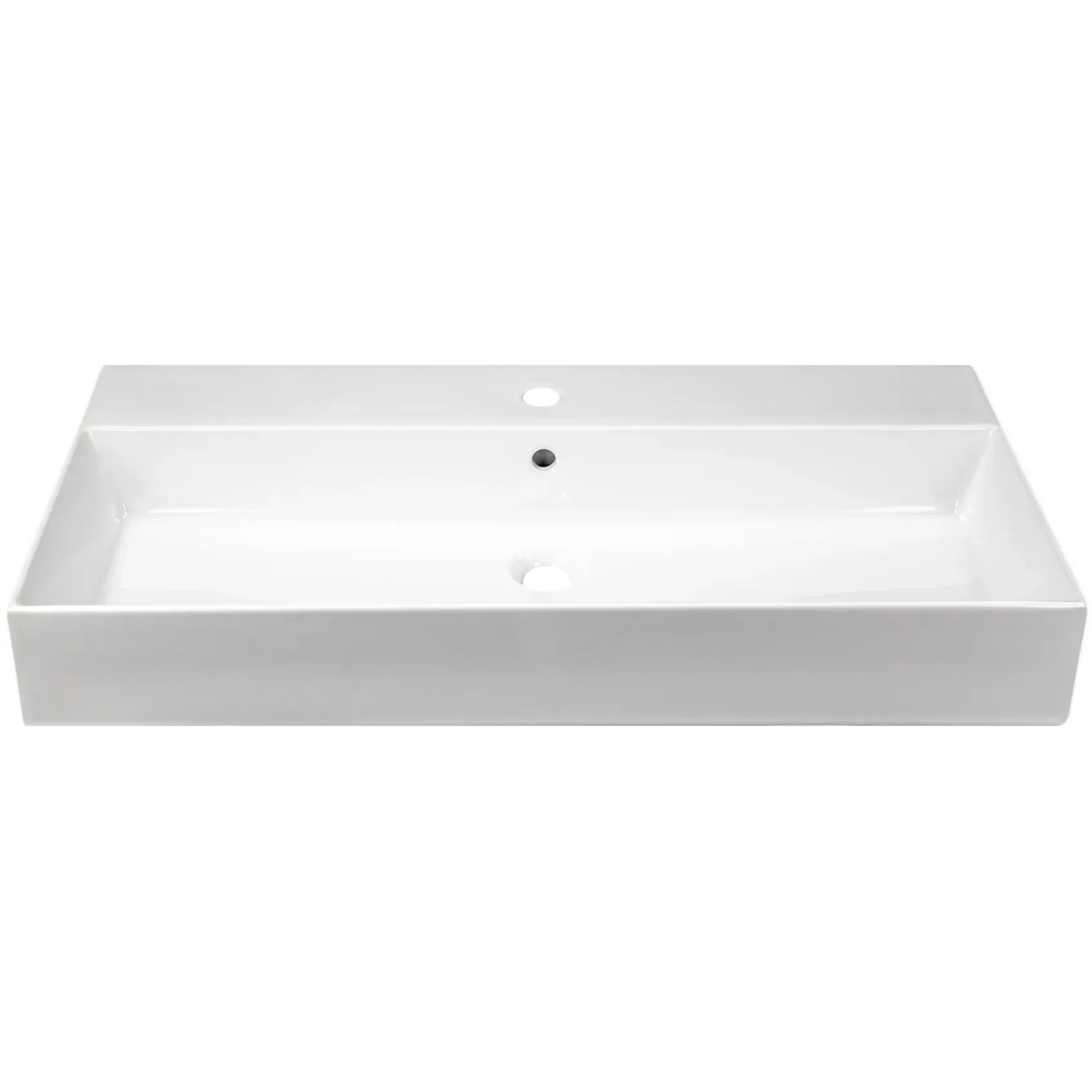 Nantucket Sinks Newport 36" x 18" Rectangle Wallmount Fireclay Bathroom Sink with Accessories, White, NS-NPCS36W