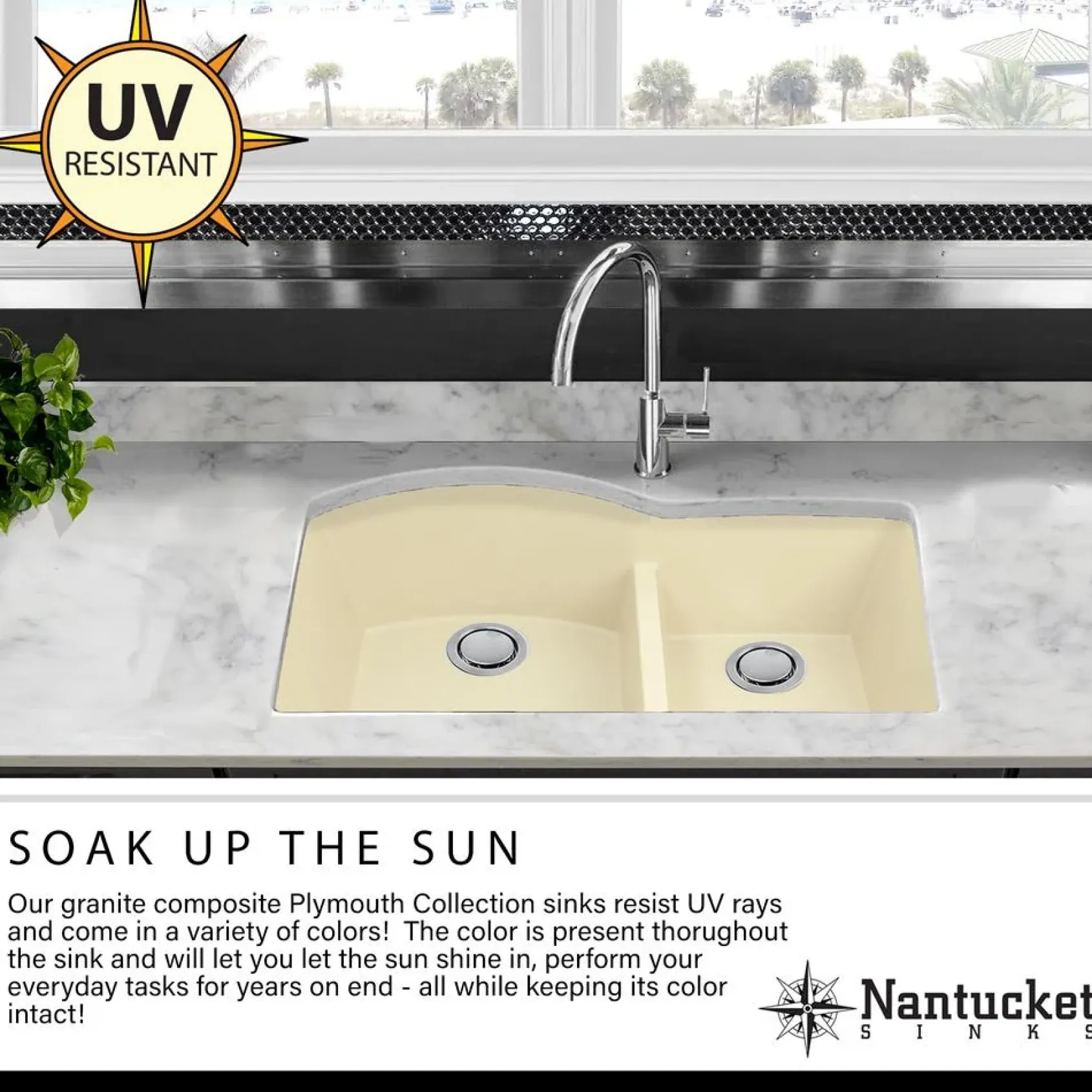 Nantucket Sinks Plymouth 33" Granite Composite Kitchen Sink, Sand, PR3320-S-UM