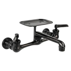 Nantucket Sinks Premium Kitchen 1.5 GPM Brass Utility/Mud/Laundry Faucet, Handle, Black, CIF-2HMBL