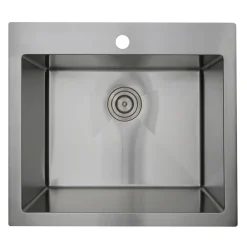 Nantucket Sinks Pro Series 25" Drop In/Topmount 304 Stainless Steel Laundry/Utility Sink with Accessories, SR2522-12-16