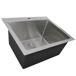 Nantucket Sinks Pro Series 25" Drop In/Topmount 304 Stainless Steel Laundry/Utility Sink with Accessories, SR2522-12-16
