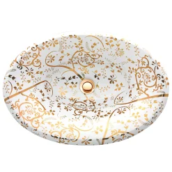 Nantucket Sinks Regatta 25" Fireclay Bathroom Sink, White/Gold, RC70640GS