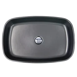 Nantucket Sinks Regatta 24" x 15.75" Rectangular Fireclay Bathroom Vessel Sink with Accessories, Matte Black, RC6044MB