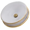 Nantucket Sinks Regatta 19" Fireclay Bathroom Vessel Sink, White/Gold, RC74040PG