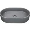 Nantucket Sinks Regatta 23.75" x 15.75" Oval Fireclay Bathroom Vessel Sink with Accessories, Matte Concrete, RC5022C