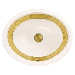Nantucket Sinks Regatta 19" Fireclay Bathroom Sink, White/Gold, RC78340GRD