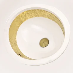 Nantucket Sinks Regatta 19" Fireclay Bathroom Sink, White/Gold, RC78340GRD