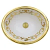 Nantucket Sinks Regatta 20" Fireclay Bathroom Sink, White/Gold, RC73240GS