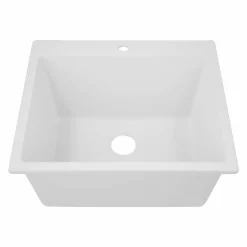 Nantucket Sinks Rockport 25" Dual Mount Granite Composite Laundry Sink, White, PR2522-DM-W