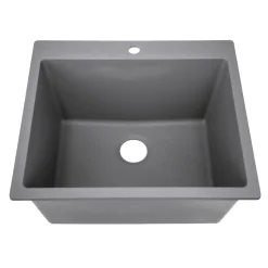 Nantucket Sinks Rockport 25" Dual Mount Granite Composite Laundry Sink, Titanium, PR2522-DM-TI
