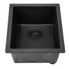 Nantucket Sinks Rockport 15" Rectangle Granite Composite Bar/Kitchen Sink with Accessories, Black, PR1815-BL