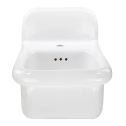 Nantucket Sinks Victorian 13.58" x 17.91" Irregular Wallmount Fireclay Bathroom Sink with Accessories, White/White, NS-VCDM14-WW