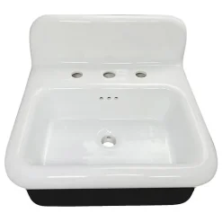 Nantucket Sinks Victorian 19.5" x 17.75" Irregular Wallmount Fireclay Bathroom Sink with Accessories, White/Black, NS-VCDM20-BLKW