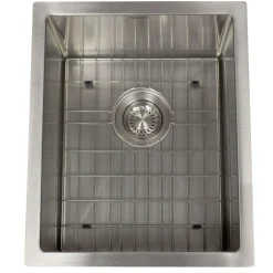 Nantucket Sinks All Weather 15" Undermount 316 Marine Grade Stainless Steel Kitchen Sink with Accessories, 16 Gauge, AW1518-16