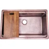 Nantucket Sinks Brightwork Home 32" Dual Mount Copper Workstation Kitchen Sink with Accessories, 16 Gauge, KCH-PS-3220