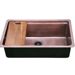Nantucket Sinks Brightwork Home 32" Dual Mount Copper Workstation Kitchen Sink with Accessories, 16 Gauge, KCH-PS-3220