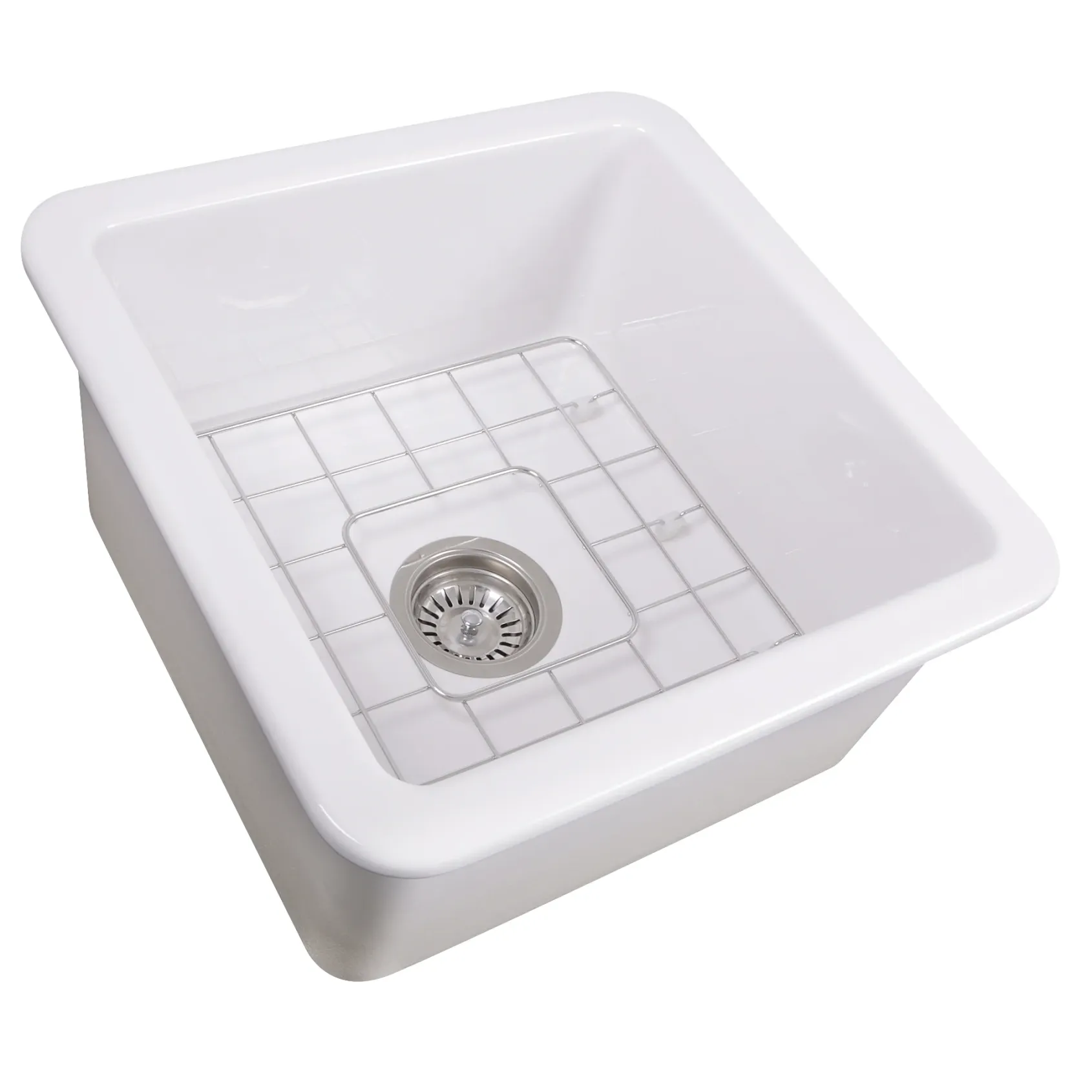 Nantucket Sinks Cape 18" Dual Mount Fireclay Kitchen Sink, White, Wellfleet-1818W