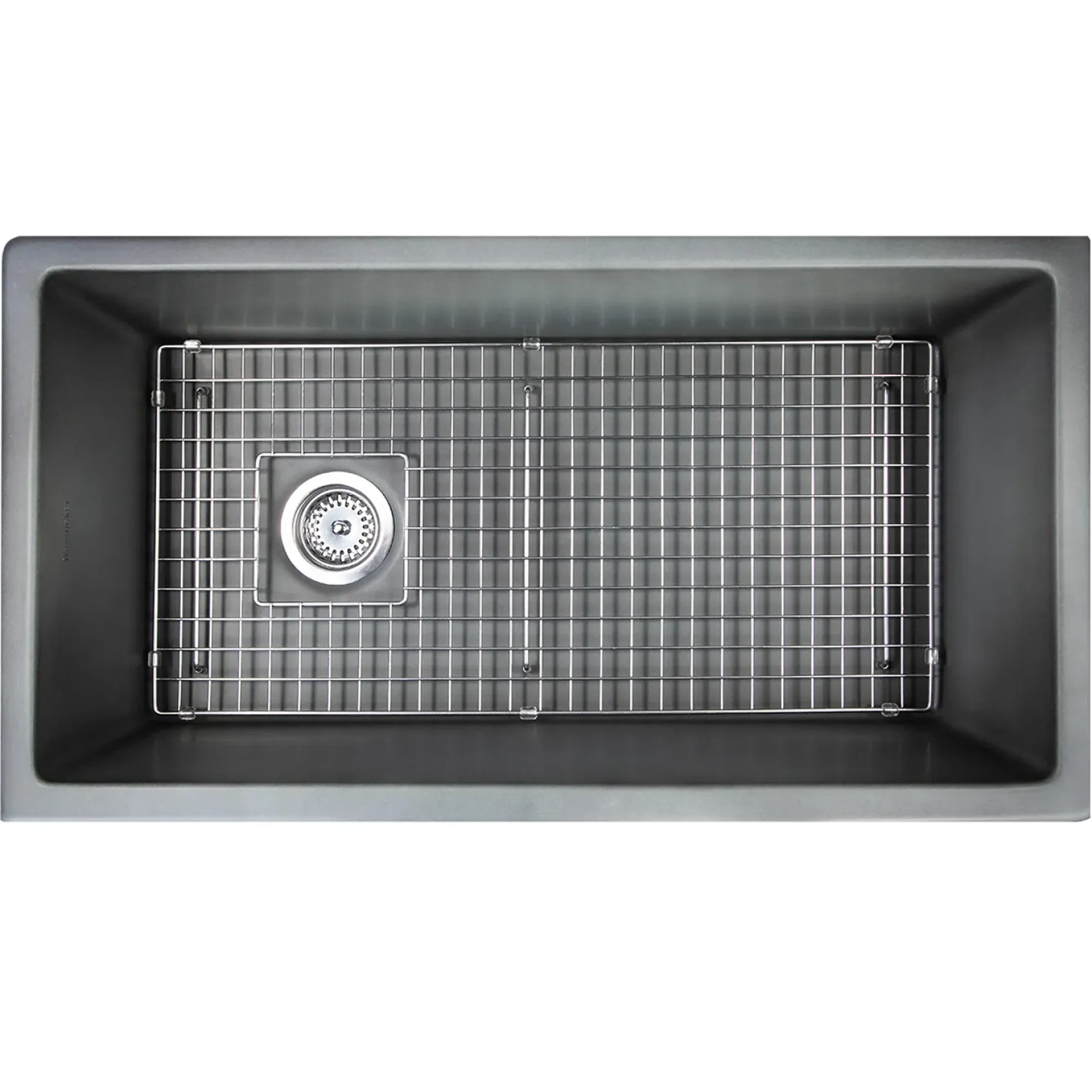 Nantucket Sinks Cape 34" Dual Mount Fireclay Kitchen Sink with Accessories, Concrete Grey, Wellfleet-3419Concrete