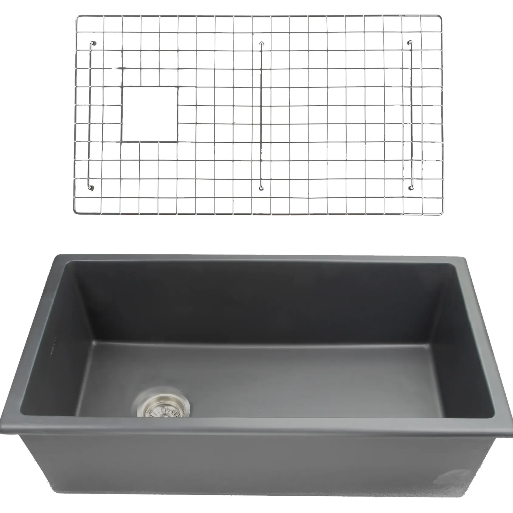 Nantucket Sinks Cape 34" Dual Mount Fireclay Kitchen Sink with Accessories, Matte Black, Wellfleet-3419MatteBlack