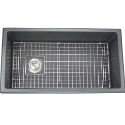 Nantucket Sinks Cape 34" Dual Mount Fireclay Kitchen Sink with Accessories, Matte Black, Wellfleet-3419MatteBlack