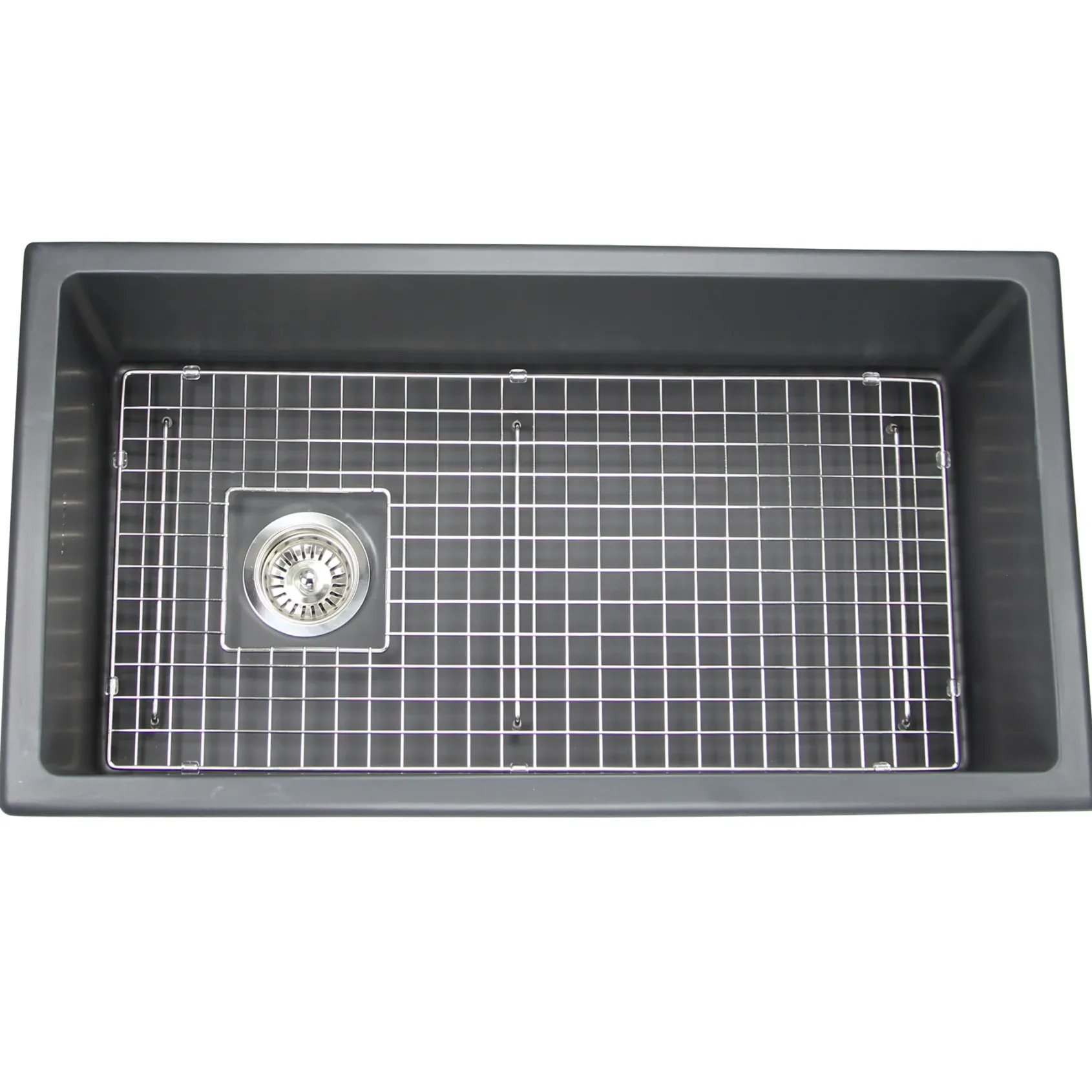 Nantucket Sinks Cape 34" Dual Mount Fireclay Kitchen Sink with Accessories, Matte Black, Wellfleet-3419MatteBlack
