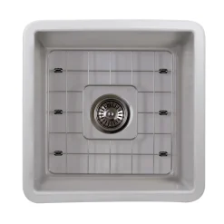Nantucket Sinks Cape 18" Dual Mount Fireclay Kitchen Sink with Accessories, Matte Grey, Wellfleet-1818GR